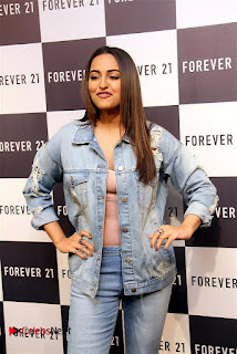 Sonakshi Sinha Pictures in Denim Jeans at Forever 21 Shop Launch at Express Avenue Mall