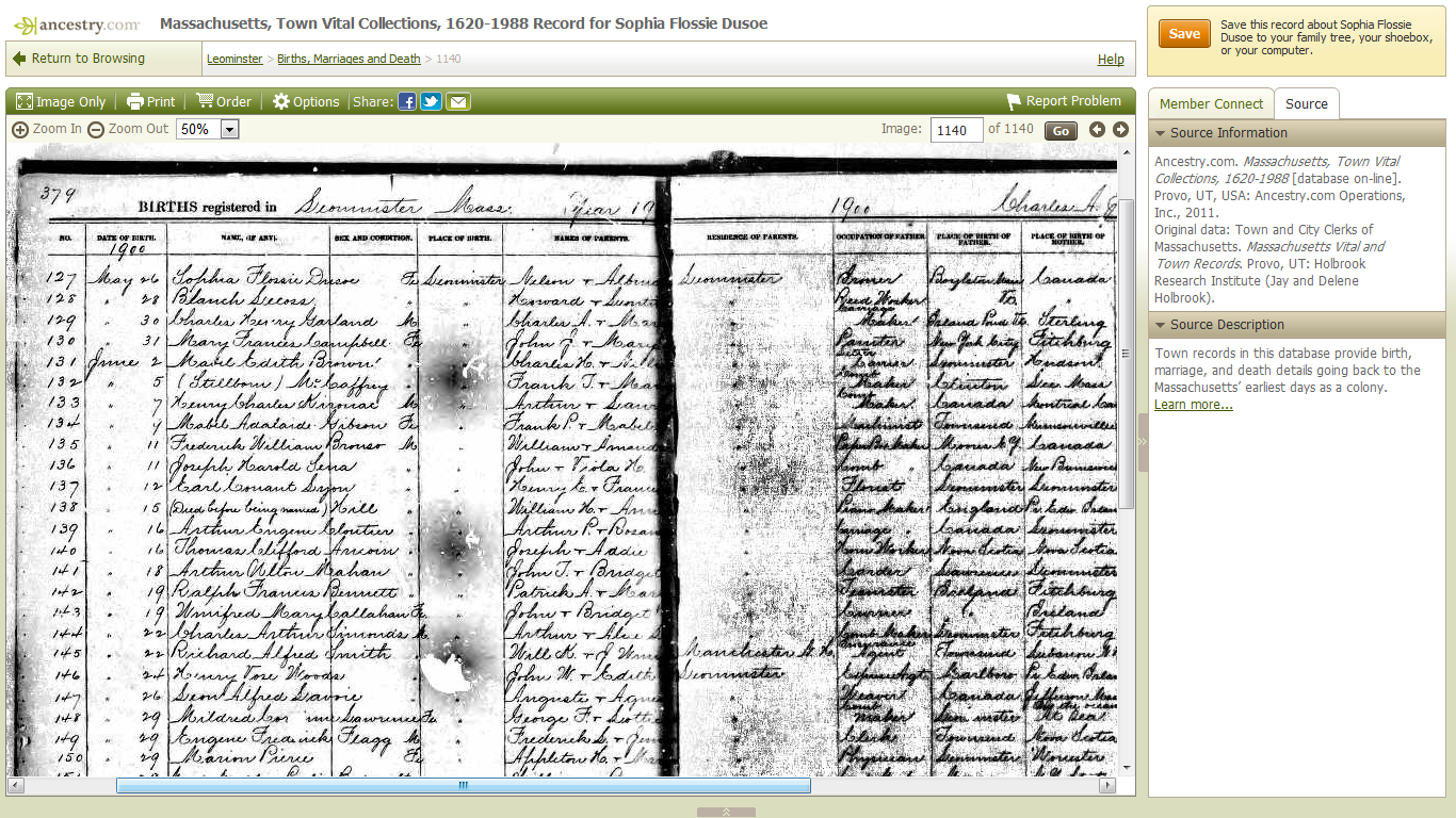 GeneaMusings Adds Original Massachusetts Vital Records