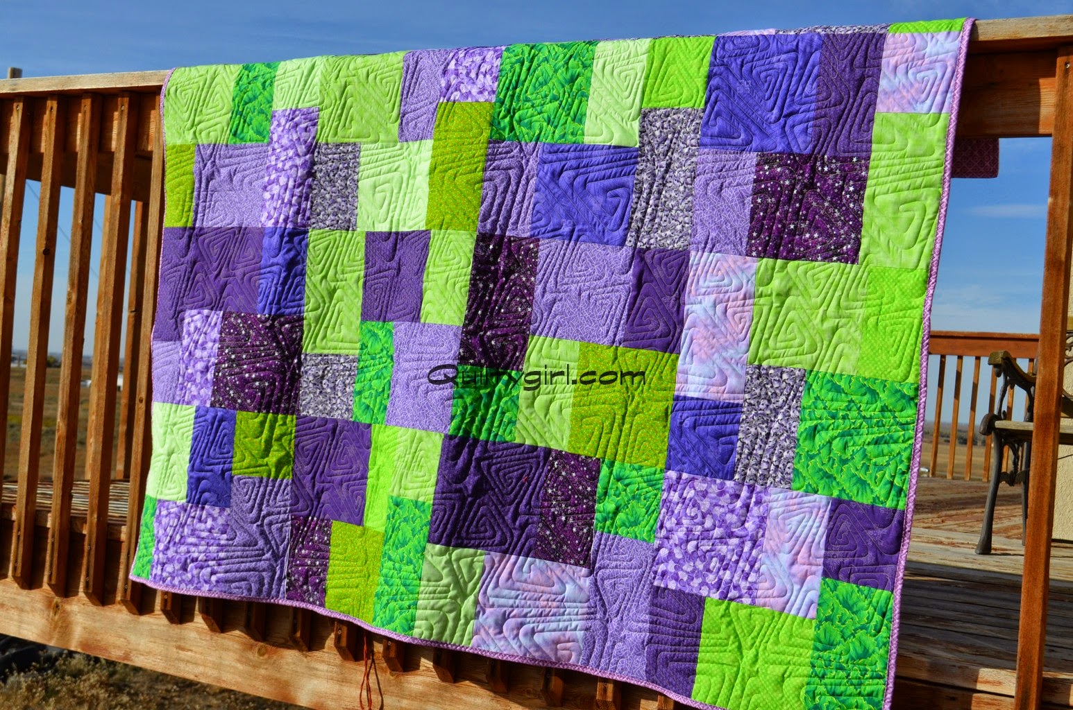 Alycia Quilts Quiltygirl Purple and Lime Quilt