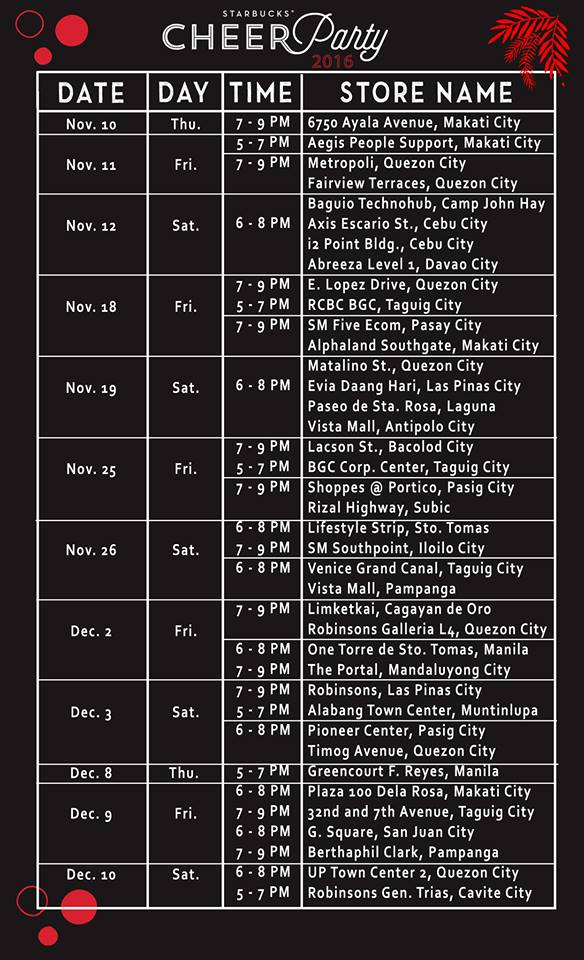 Manila Shopper Starbucks Cheer Parties 2016