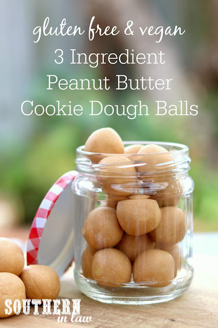 3 Ingredient No Bake Peanut Butter Cookie Dough Balls Recipe - gluten free, vegan, healthy, sugar free, clean eating snacks