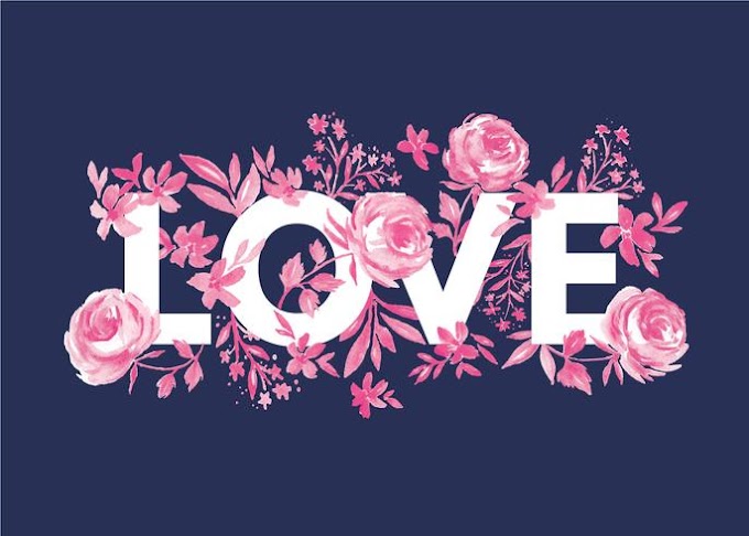 Love surrounded by watercolor roses free vector