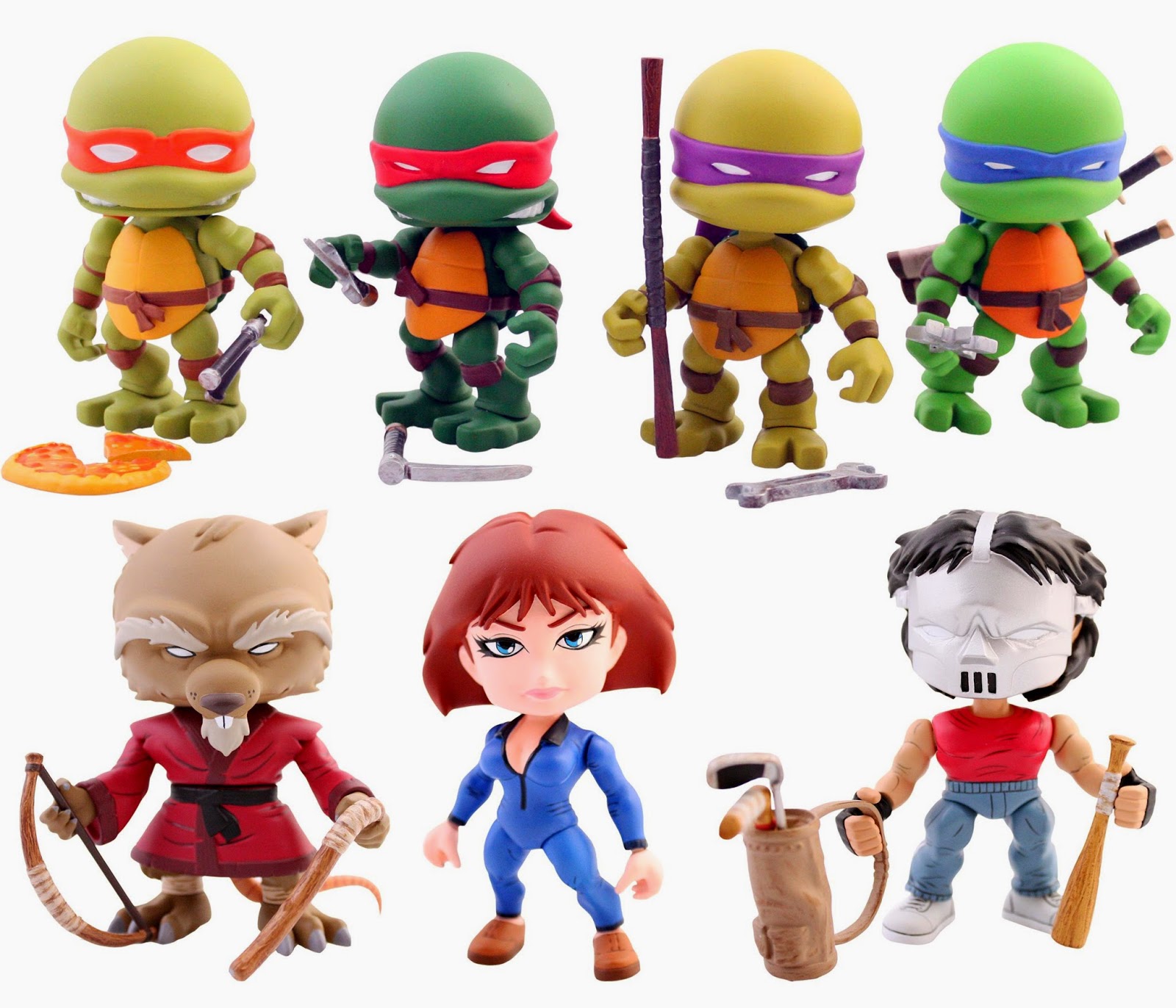 Teenage Mutant Ninja Turtles Mini Figure Series by The Loyal Subjects - Michelangelo, Raphael, Donatello, & Leonardo, Splinter, April O'Neal & Casey Jones