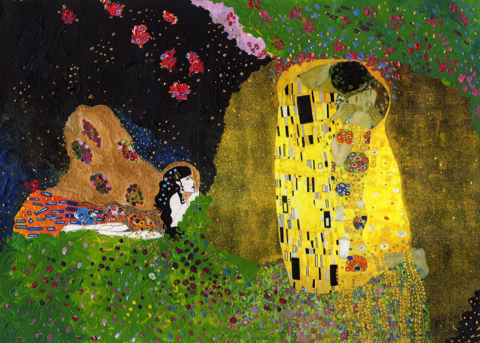Zoé dans les nuages le baiser de klimt