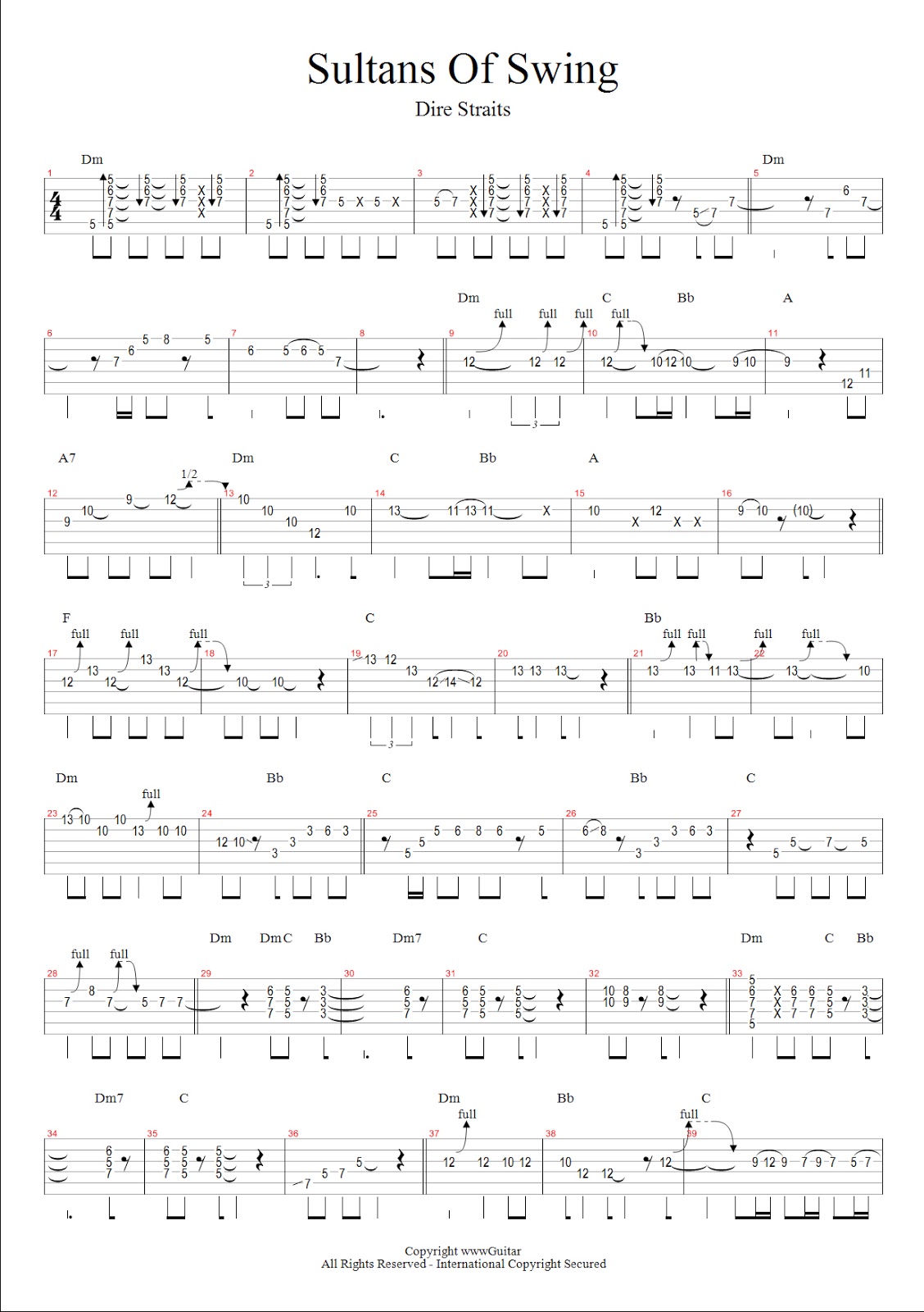 dire straits sultans of swing (tab) score dire straits sultans of swing (tab) score