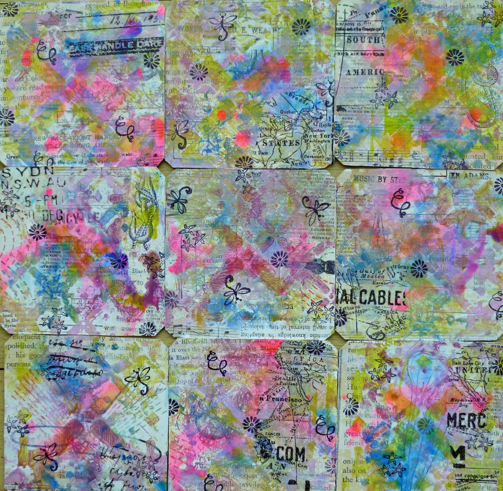 StencilGirl Talk: Frieda Oxenham: Collaged Cards with StencilGirl® Stencils