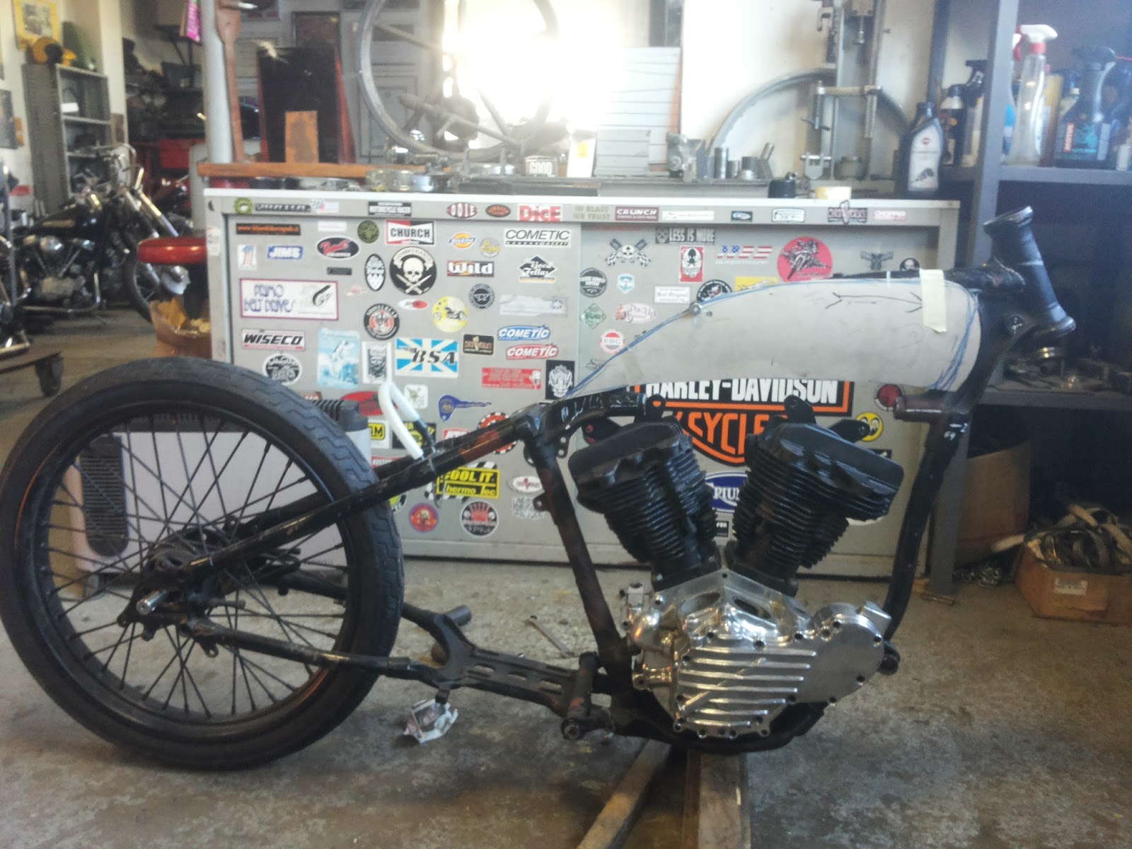 CHOPWORKS Harley frame VL 1930 modified to Knucklehead Engine