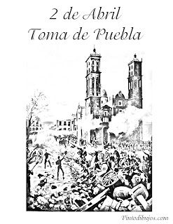 2 de abril Toma de Puebla para colorear