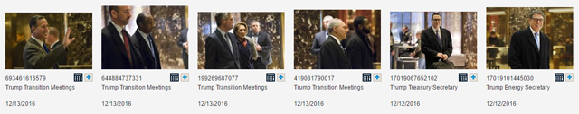 series of images of people arriving at Trump Tower for meetings during the presidential transition