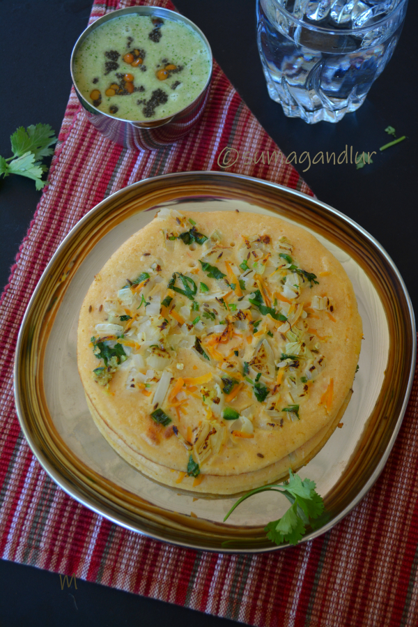 Veggie Platter Millet Tomato Uthappam / Spicy Indian Millet Pancakes