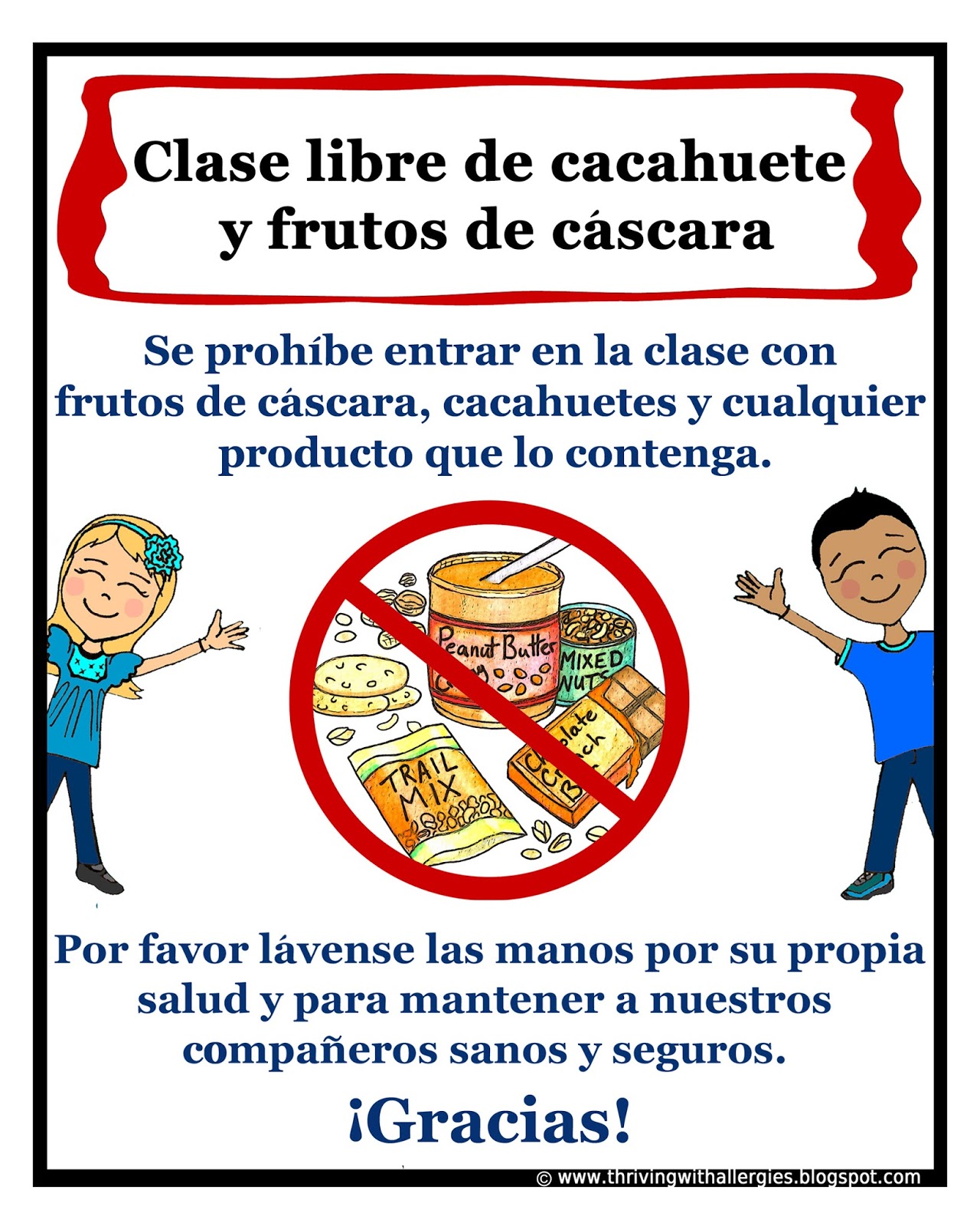 Thriving With Allergies: Spanish Peanut and Tree-nut Free Classroom Signs: (Plus an ...