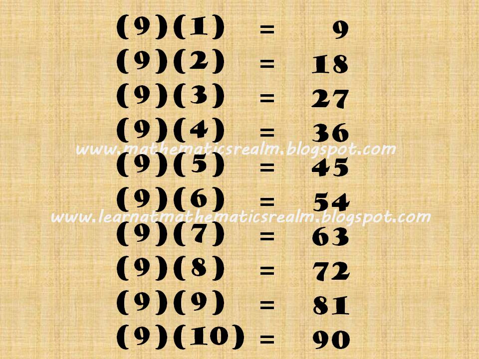 MULTIPLES OF 9 PATTERN ~ Mathematics Realm