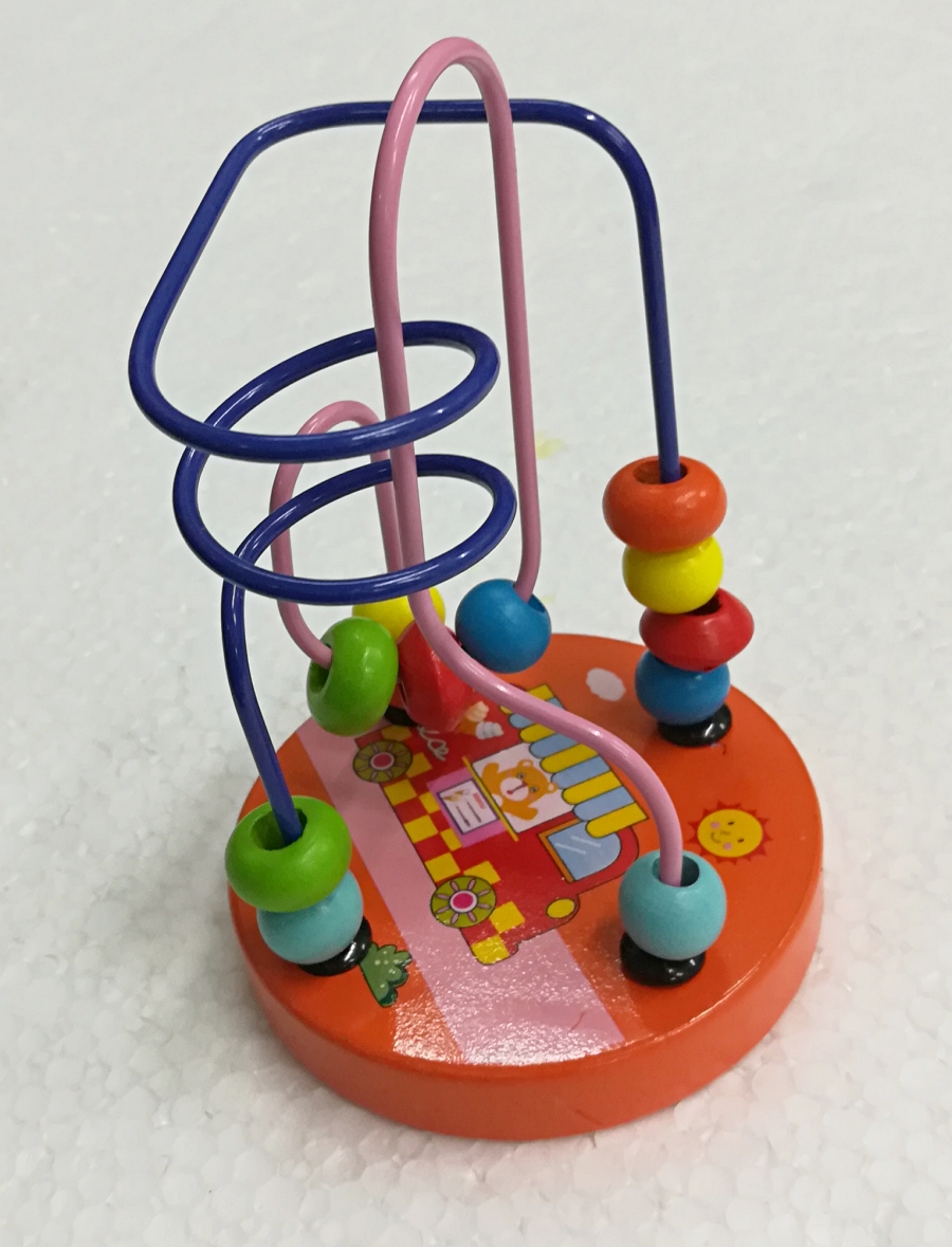BongBongIdea COLORFUL WIRE BEAD MAZE TOY WITH WOODEN BASE