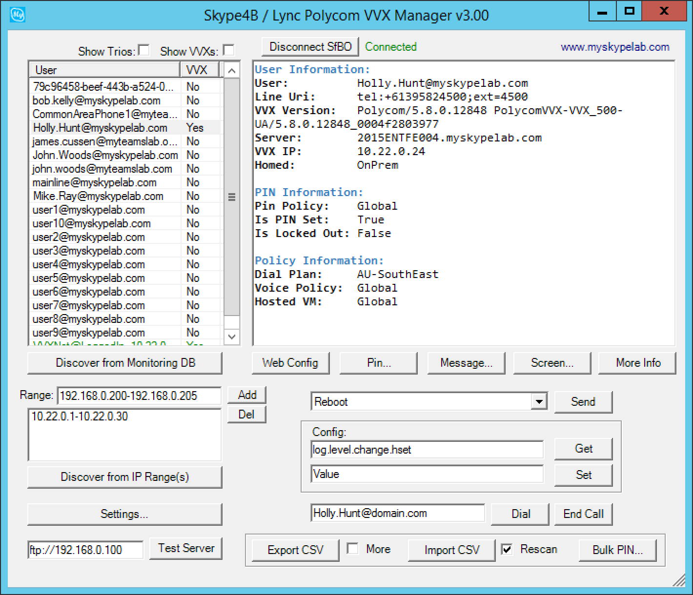 Skype for Business / Lync Polycom VVX Manager Version 3