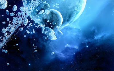 Blue Space Rocks HD Wallpaper