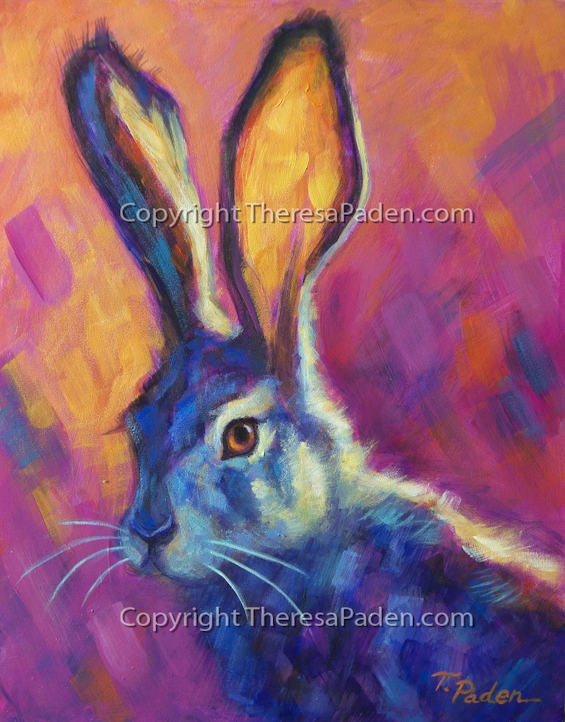 California Artwork Bright Colorful Animal Art, Jack Rabbit by Theresa Paden