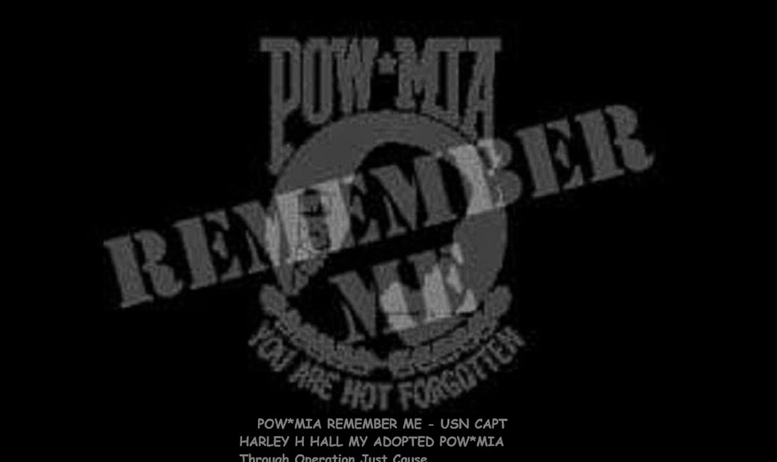 POW*MIA REMEMBER ME - USN CAPT HARLEY H HALL MY ADOPTED POW*MIA Through Operation Just Cause