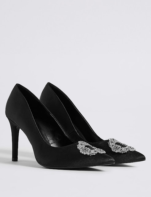 Marks & Spencer stiletto heel trim pointed court shoes
