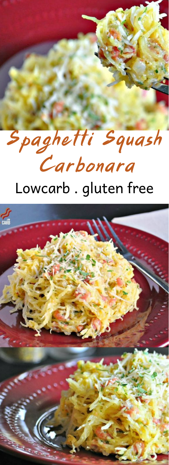 SPAGHETTI SQUASH CARBONARA – LOW CARB, GLUTEN FREE #lowcarb #glutenfree