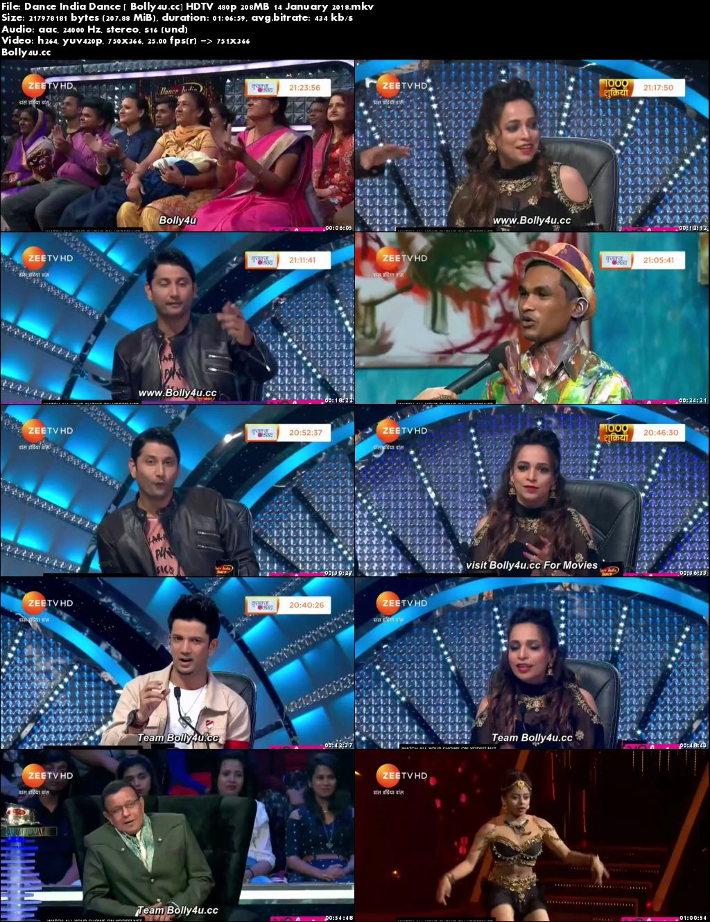 Dance India Dance HDTV 480p 208MB 14 January 2018 Download