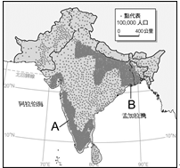 重新載圖7 附圖是印度半島的人口密度分布圖 請觀察其分布狀況 回答下列問題 題 阿摩線上測驗