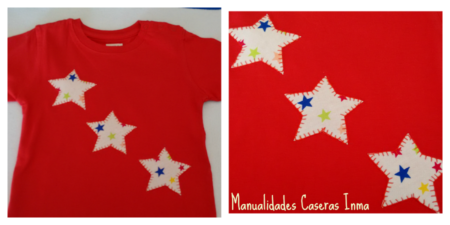 Manualidades Caseras Inma Camiseta rojade estrellas para bebé 
