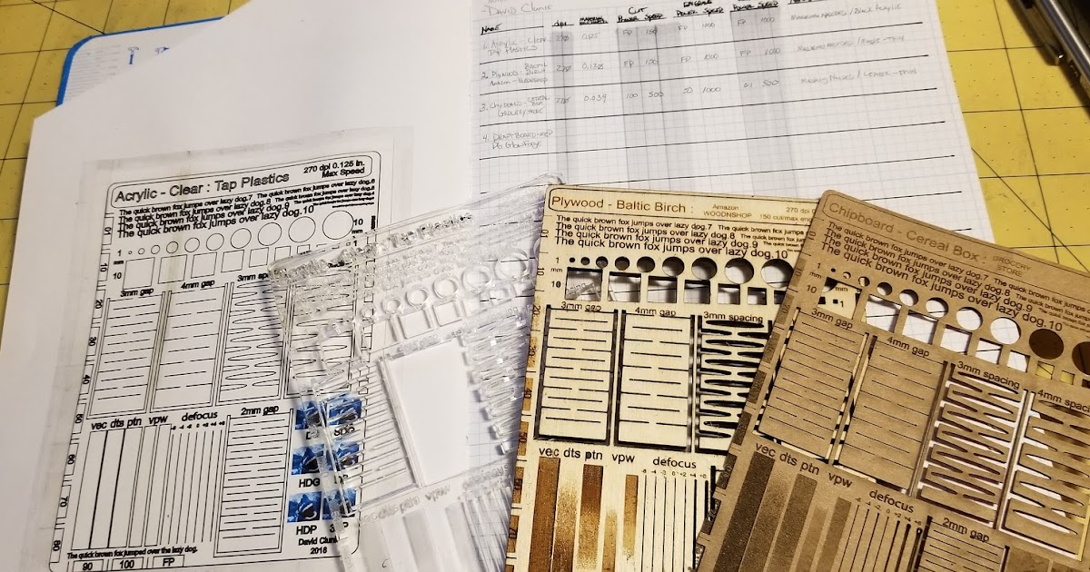 dbclunie Laser Cutting Materials Settings Journal!!!