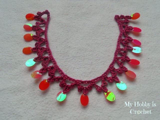 crochet necklace/edging with sequins