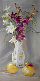 Kath Schifano painting flowers from Bobbie