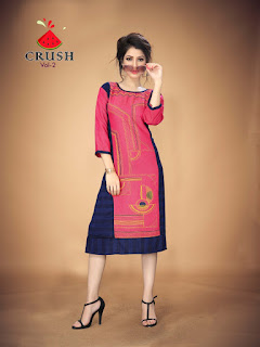 Watermelon Crush vol 2 Rayon kurtis wholesaler. buy online Crush vol 2 Daily wear rayon kurtis L XL XXL Size at Diwan fashion Surat.