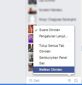 cara mematikan obrolan facebook