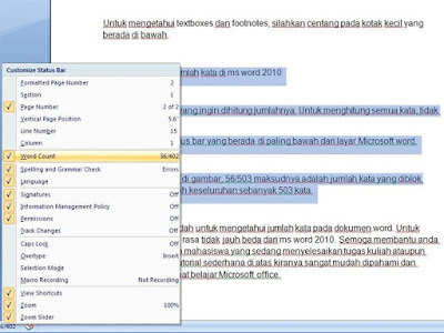 Jumlah kata di word 2010