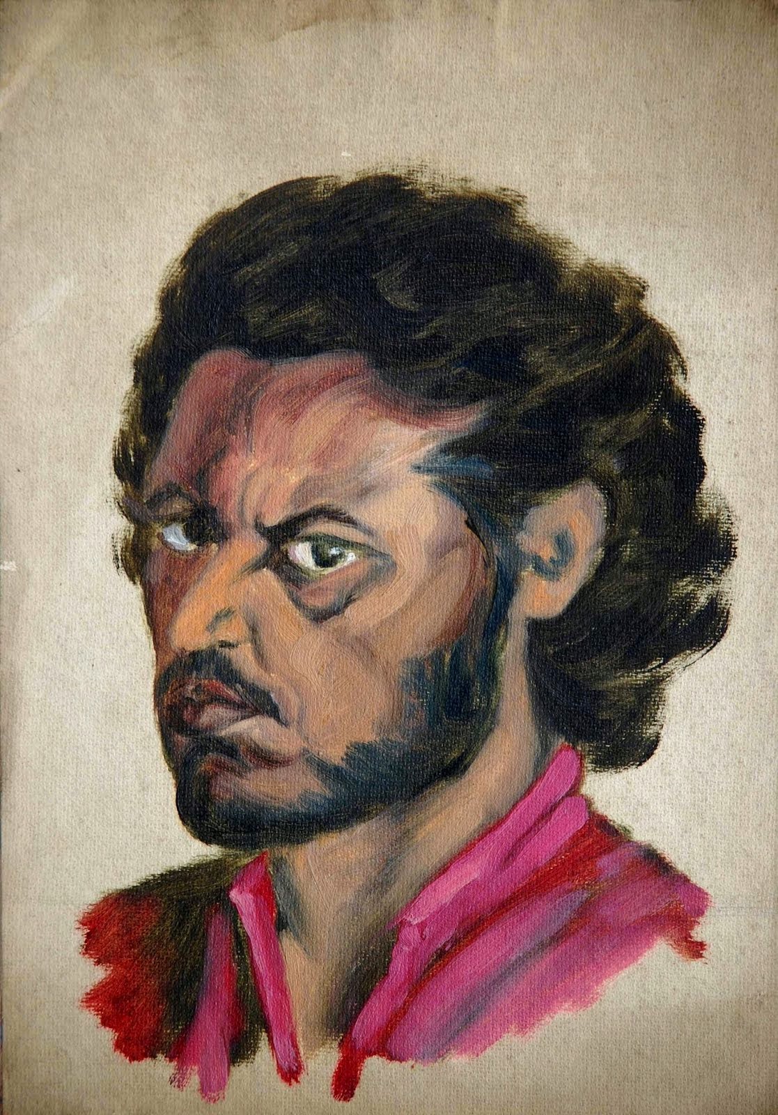 Self portrait of Hungryalist painter Anil Karanjai