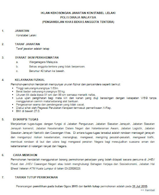 Contoh Surat Bekas Tentera