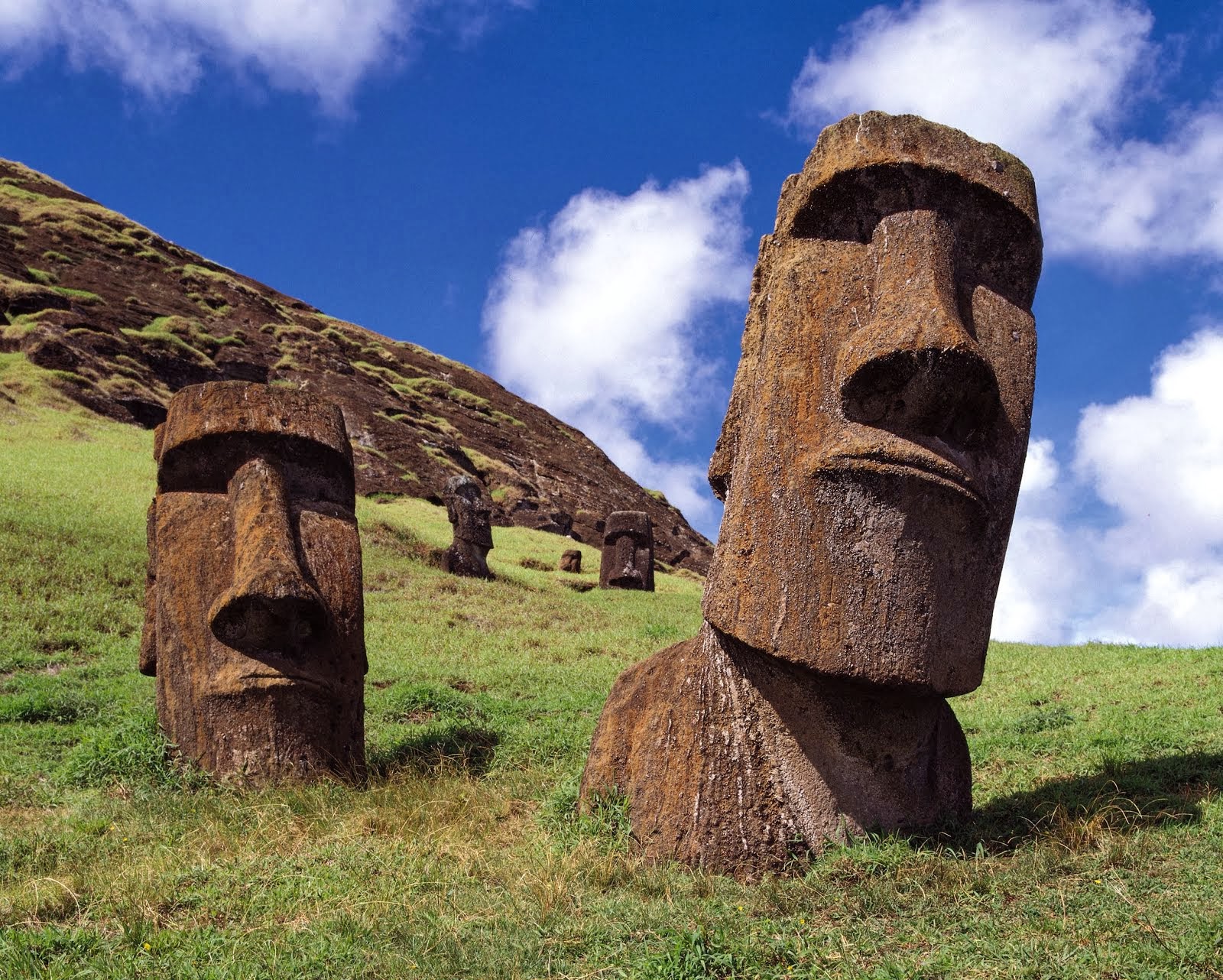 รูปหินแกะสลักหน้าคน Moai บนเกาะอีสเตอร์