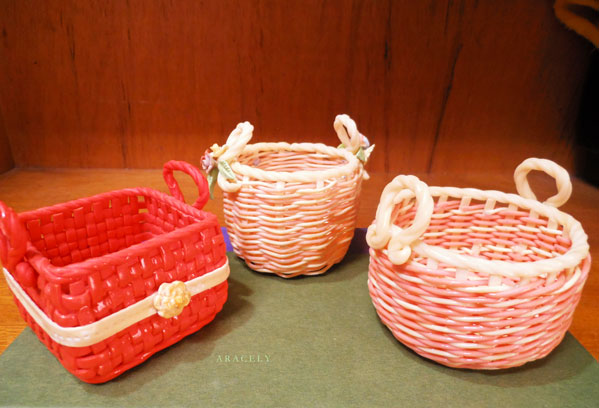 porcelana fria souvenirs tejido canastas