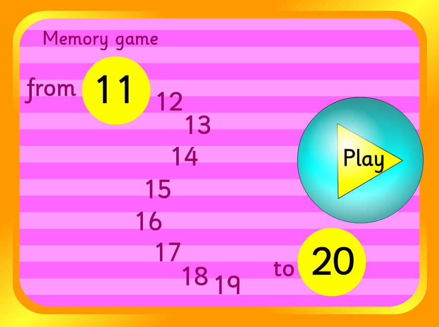 Memory game numbers. Memory game numbers 11-20. Time numbers. Memory numbers