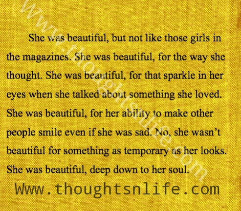 She was beautiful, but not like those girls in the magazines.