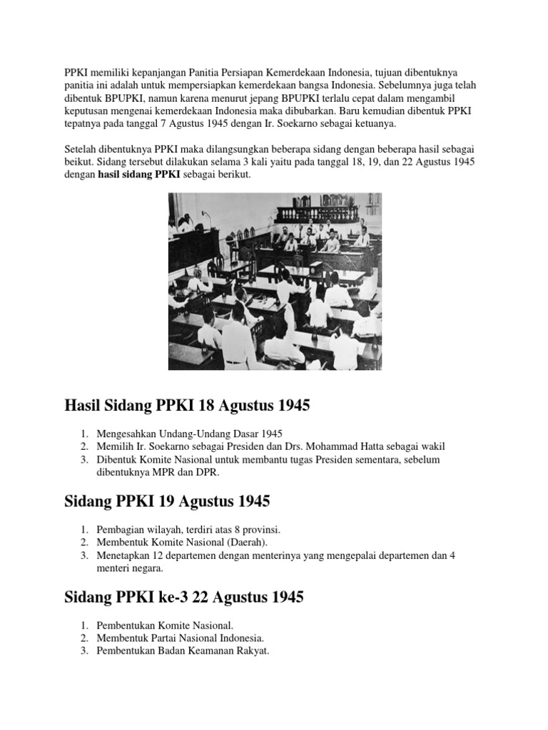 hasil sidang bpupki dan ppki wood scribd indo