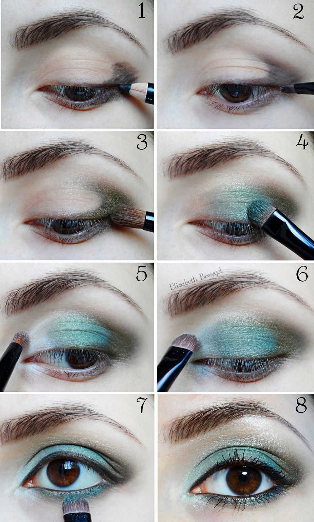 Makeup tutorial for brown eyes, green makeup tutorial, brown makeup tutorial liz breygel january girl