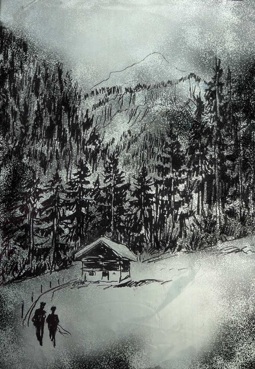 Sketching Nature kitchen lithography on aluminium foil