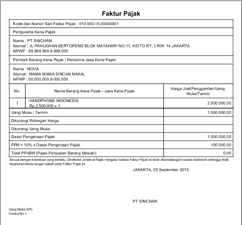 Petunjuk pembuatan faktur pajak standar coret asal asalan 