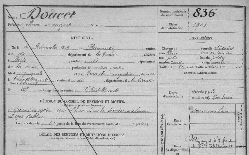 Mémoire des poilus de la Vienne DOUCET Henri Auguste