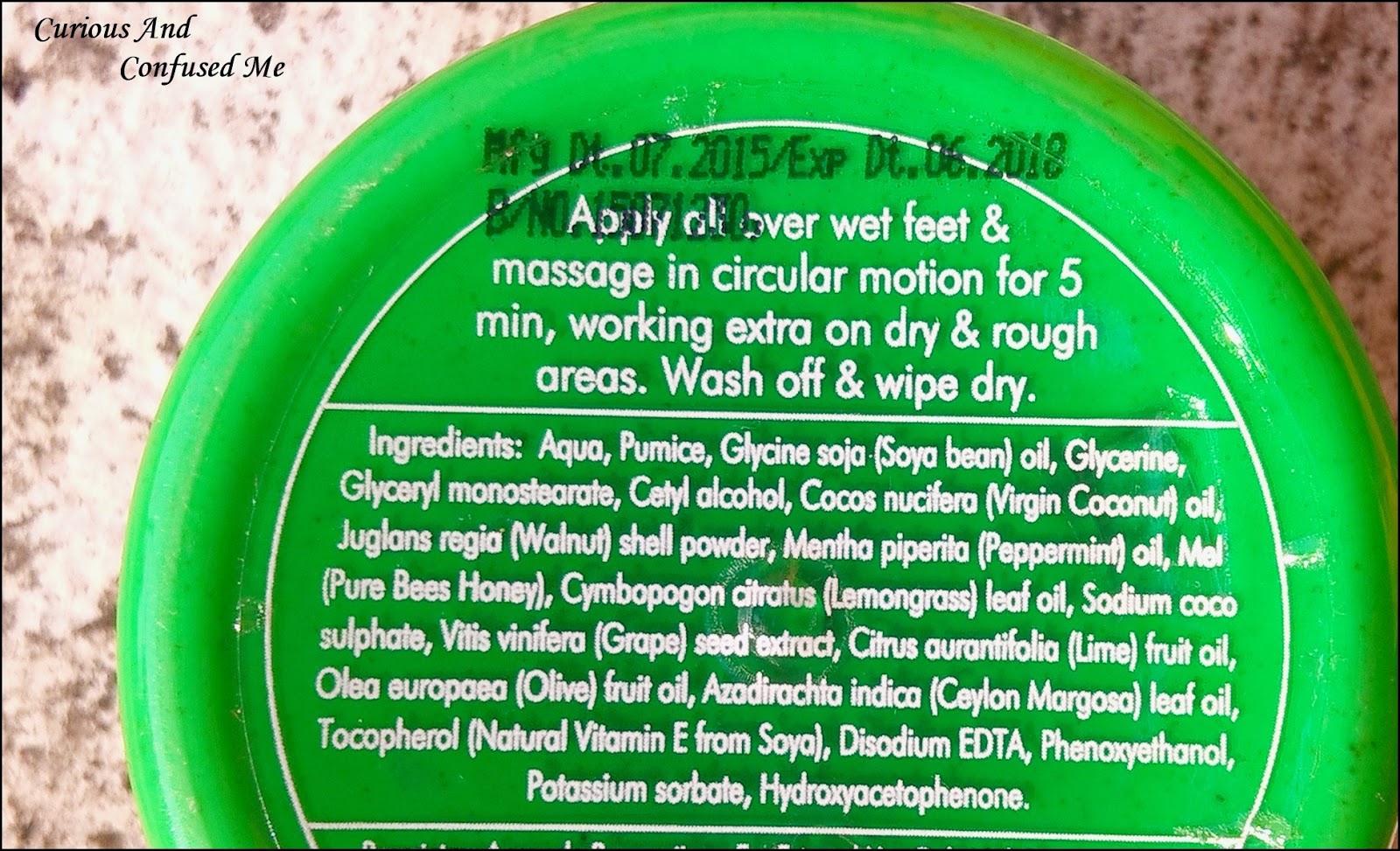Curious and confused me Spa Ceylon Green mint cooling Foot Scrub Review