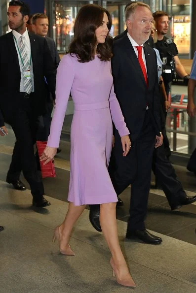 Kate Middleton wore Emilia Wickstead Esther Pespoke wool-crepe midi dress. Kiki McDonough Amethyst Earrings Gianvito Rossi Suede Pumps