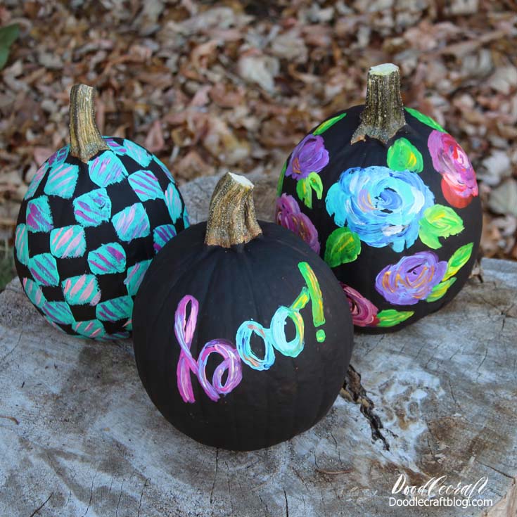 Loose Floral Acrylic Painting on Pumpkins!