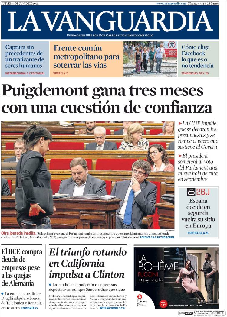 Portada de 'La Vanguardia'.