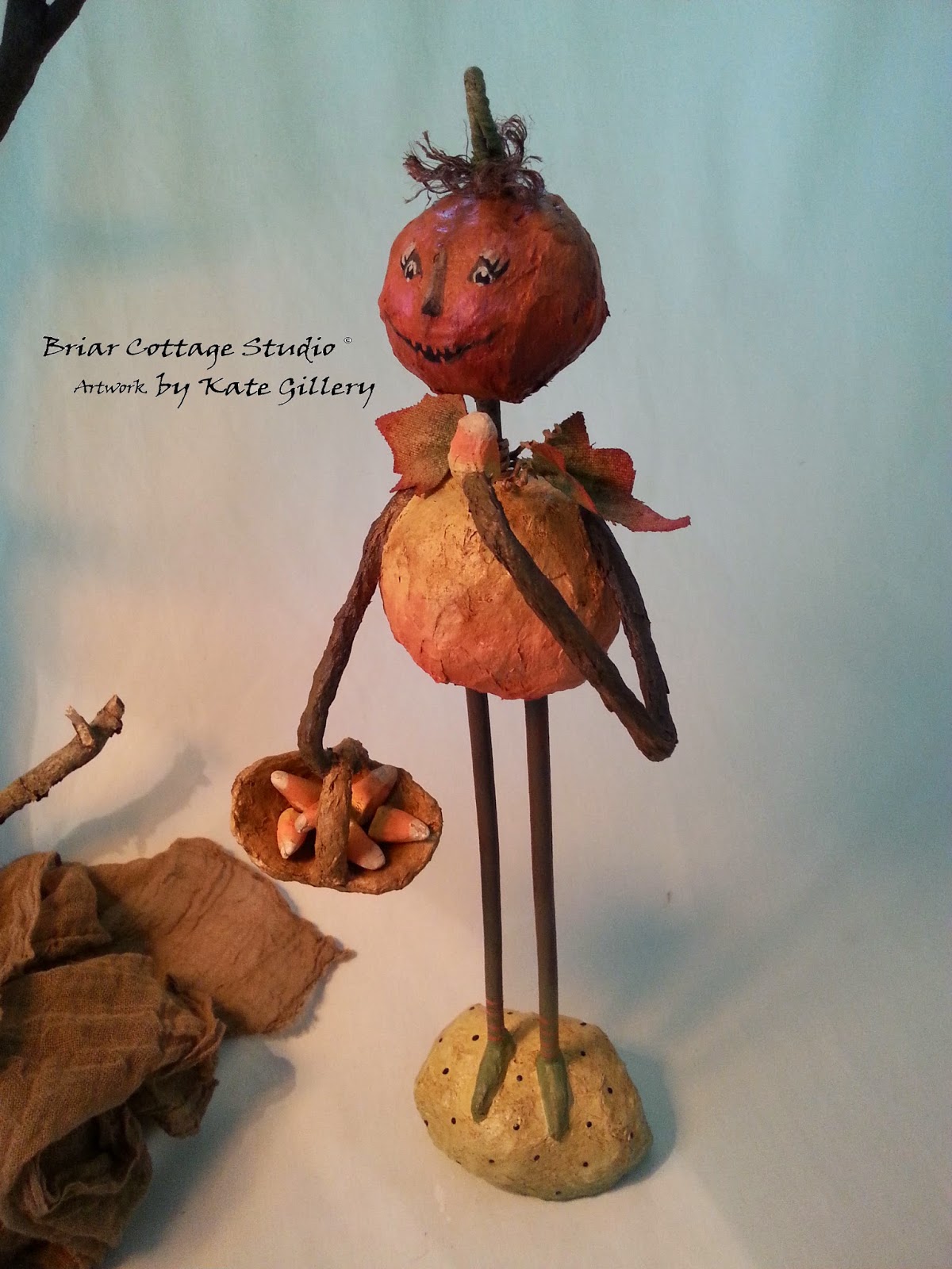 BRIAR COTTAGE STUDIO Pumpkin Head Stickman