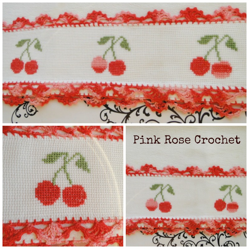 Cerejas Em Ponto Cruz Pink Rose Crochet: Barra Cerejas em Ponto Cruz