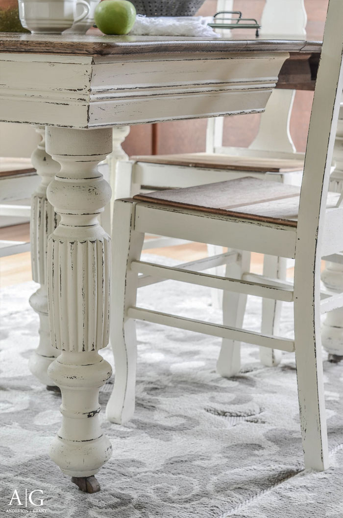Beautiful antique table and chairs refinished with chalk paint.  |  www.andersonandgrant.com
